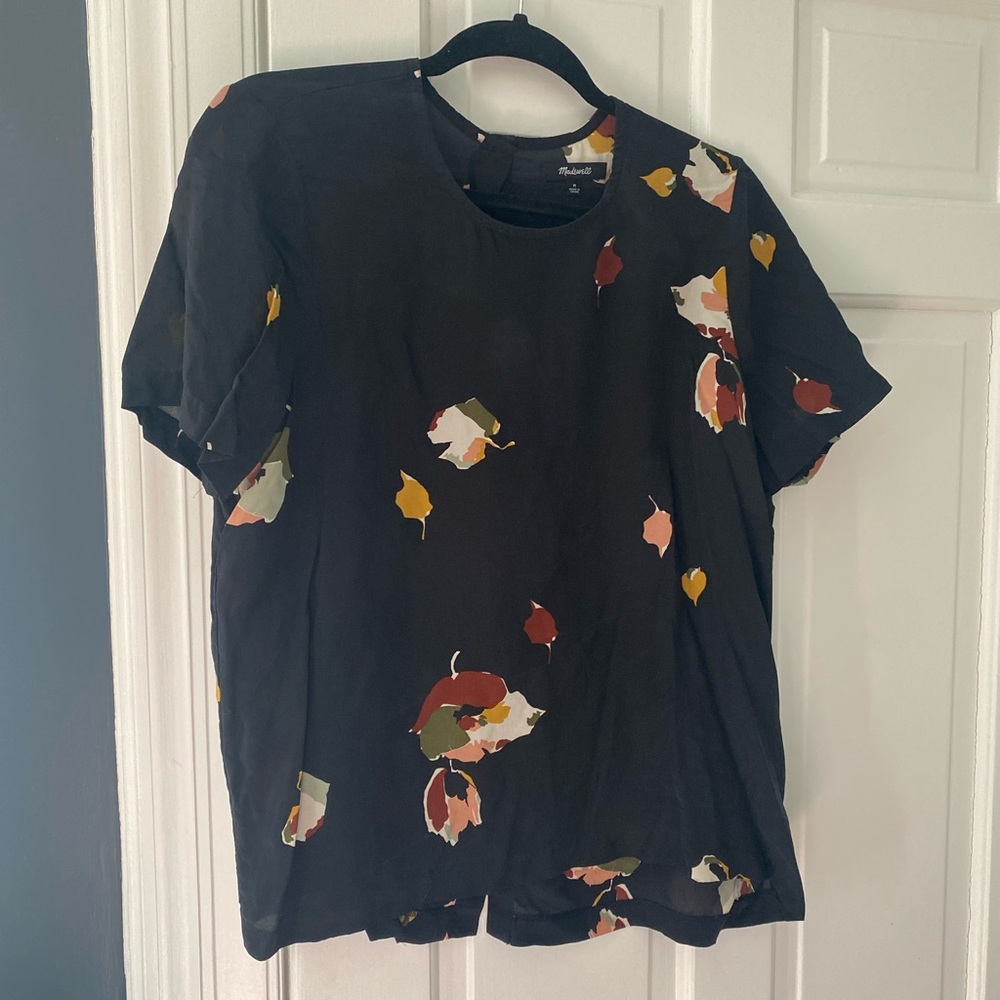 COPY - Black floral silk made well top
